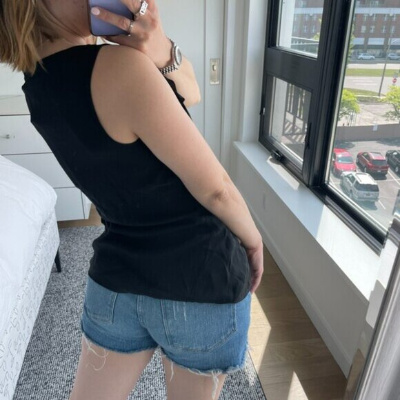 Tory Burch Alva Ruffle Sleeveless Tank Top Blouse Black 4 - Picture 4 of 6